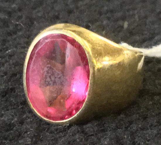 Gold ring with pink stone